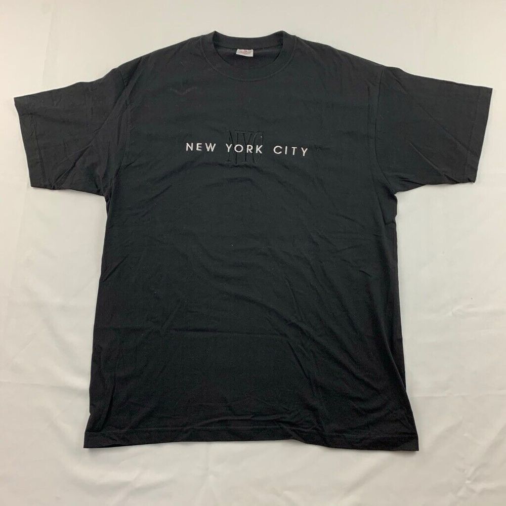 New York City NYC Bootleg‎ CK Mens T-Shirt Black Crew Neck Combed Cotton L
